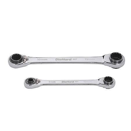 Quadbox Reversible Ratcheting Wrench Set, Metric, 2-Piece