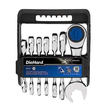 Stubby Ratcheting Wrench Set, Metric, 7-Piece