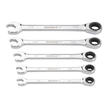 Universal Ratcheting Wrench Set, SAE, 5-Piece