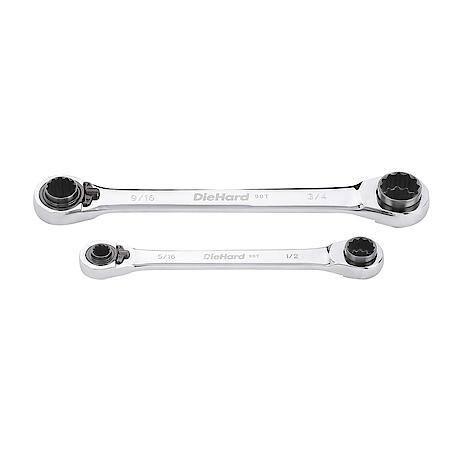 Quadbox Reversible Ratcheting Wrench Set, SAE, 2-Piece