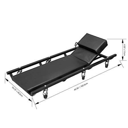 ATR6452B Rolling Garage/Shop Creeper: 40" Padded Mechanic Cart, Adjustable Headrest, 6 Casters, Blk