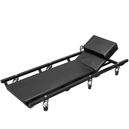 ATR6452B Rolling Garage/Shop Creeper: 40" Padded Mechanic Cart, Adjustable Headrest, 6 Casters, Blk
