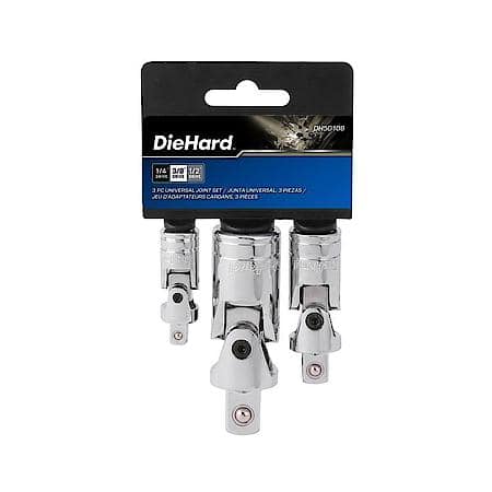 3-Piece Universal Joint Set with 1/4", 3/8", & 1/2" Drives