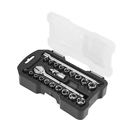 1/4" Drive Ratchet Socket Set, SAE & Metric, 22-Piece