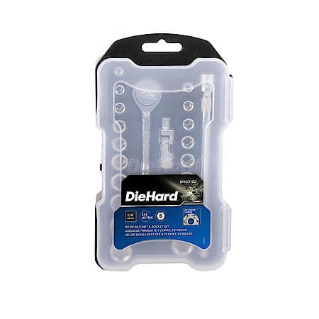 1/4" Drive Ratchet Socket Set, SAE & Metric, 22-Piece