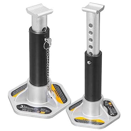 Aluminum Jack Stands With Locking Support Pins: 3 Ton (6,000 Lb) Capacity