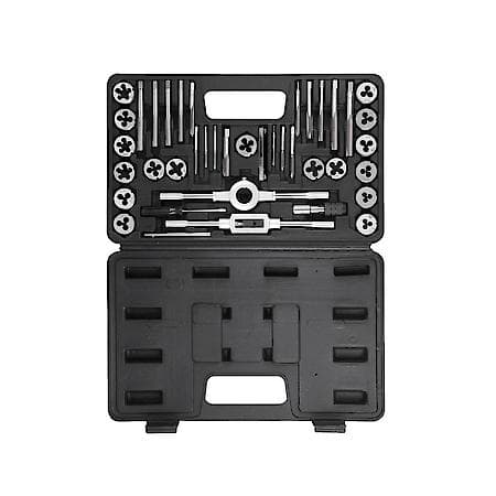 39-Piece Tap & Die Set: Heat-Treated Steel, MM/SAE Sizes