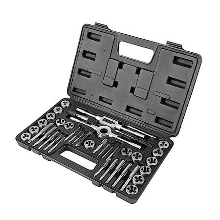 39-Piece Tap & Die Set: Heat-Treated Steel, MM/SAE Sizes