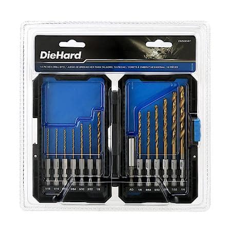 Hex Drill Bit Set: Titanium Coating with 1/4 in. Hex Shank, 14┬┐Piece