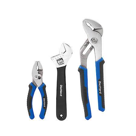 3-Piece Automotive Wrench & Pliers Set with Comfort Grip Handles