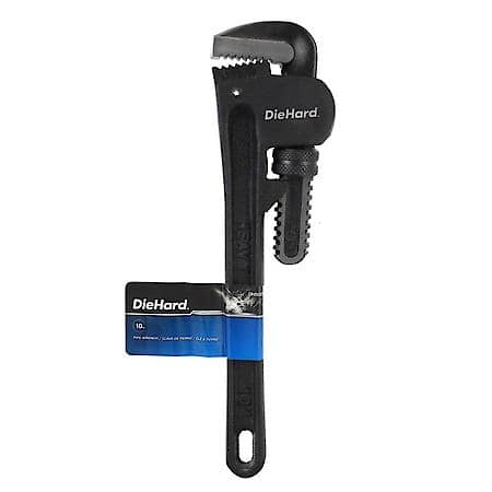10 in. Pipe Wrench: Adjustable Jaw for Strong Grip on Round Pipes