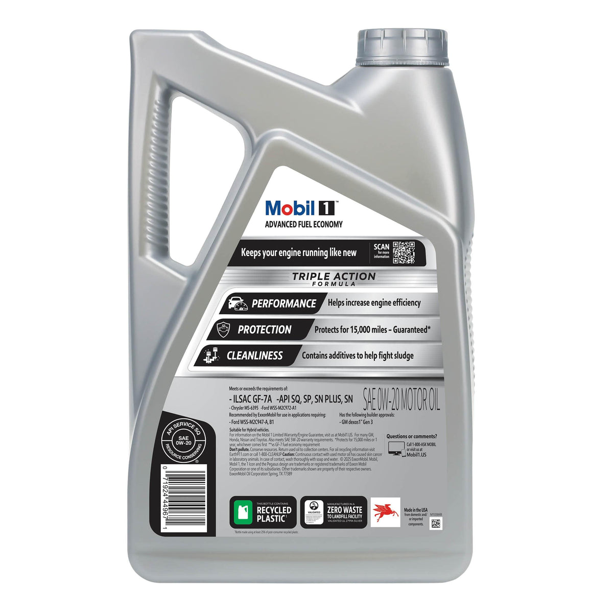 Mobil 1 Advanced Fuel Economy Full Synthetic 0W-20 Motor Oil 5 Quart 124185 (2/8)