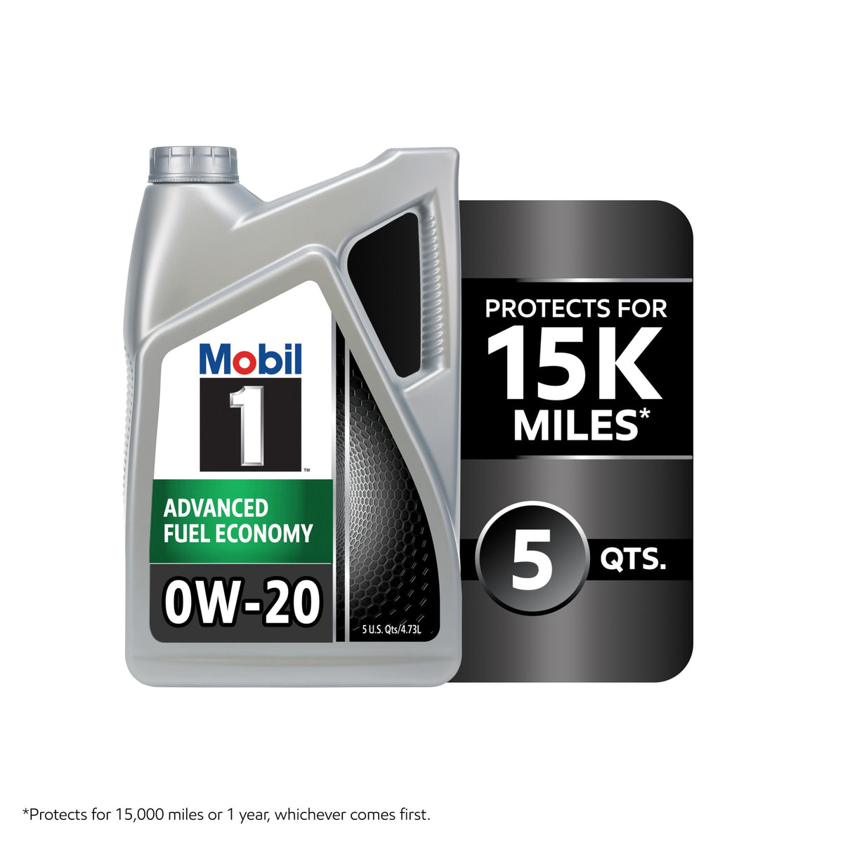 Mobil 1 Advanced Fuel Economy Full Synthetic 0W-20 Motor Oil 5 Quart 124185 (3/8)