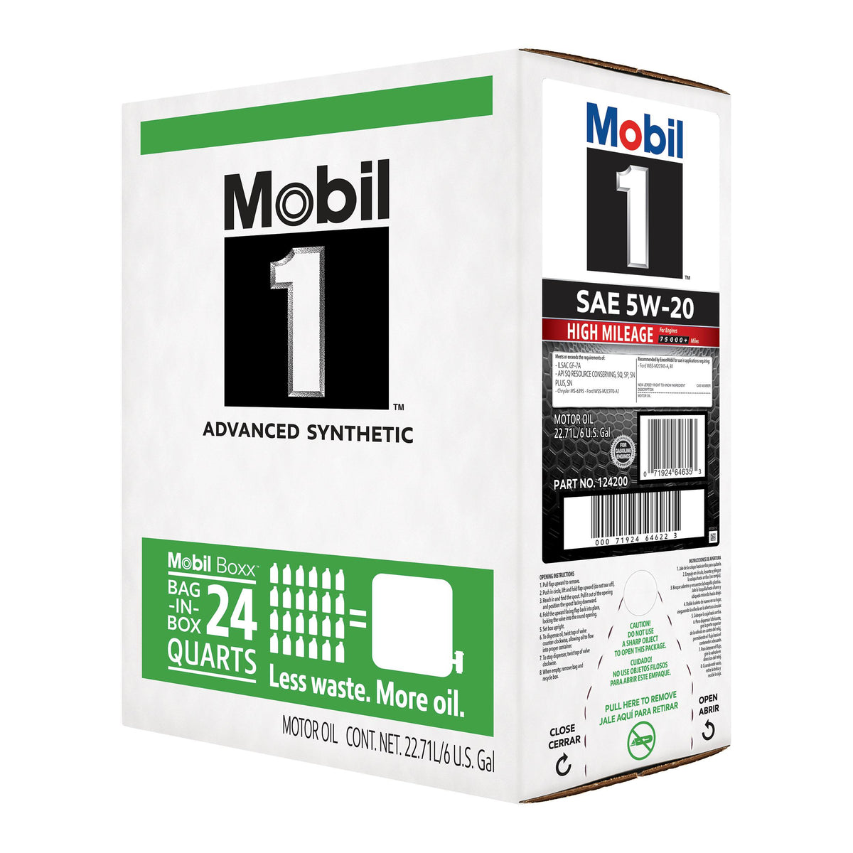 Mobil 1 High Mileage Full Synthetic 5W-20 Motor Oil 24 Quart 124200