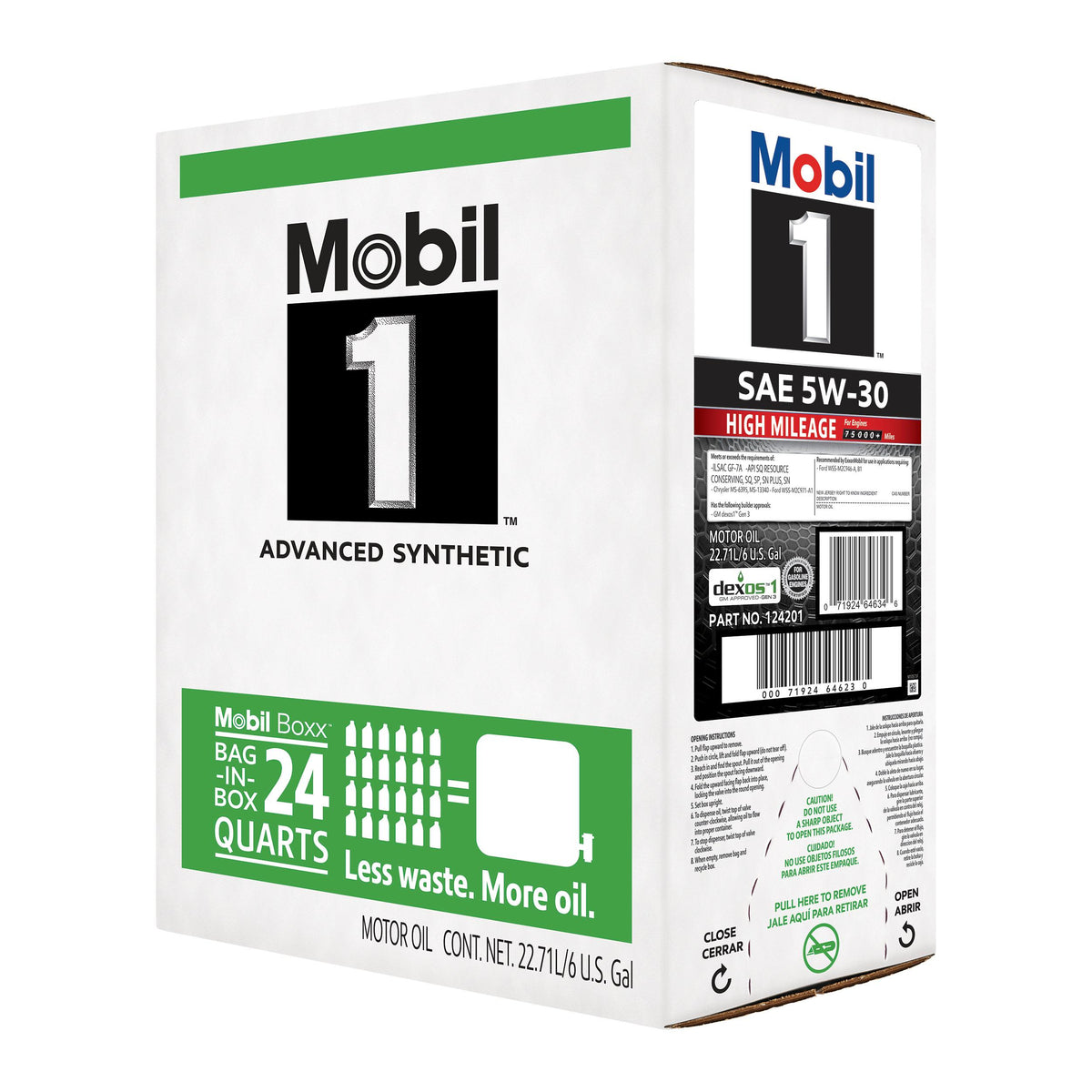Mobil 1 High Mileage Full Synthetic 5W-30 Motor Oil 24 Quart 124201