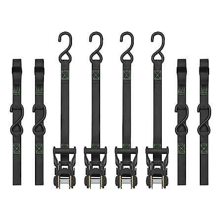 14' 1500 lb Tactical Ratchet Tie Down 4 Pack Gray