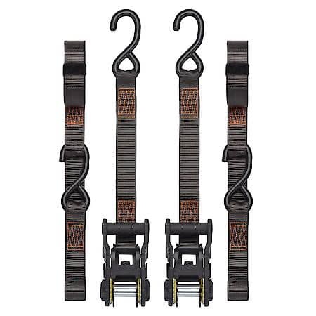 10' 3000 lb Tactical Ratchet Tie Down 2 Pack Gray