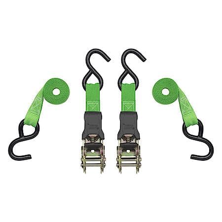 6' 1500 lb Padded Ratchet Tie Down 2 Pack Green