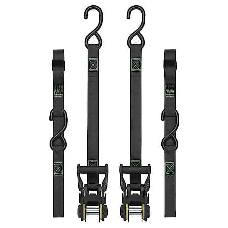 10' 1500 lb Tactical Ratchet Tie Down 2 Pack Gray