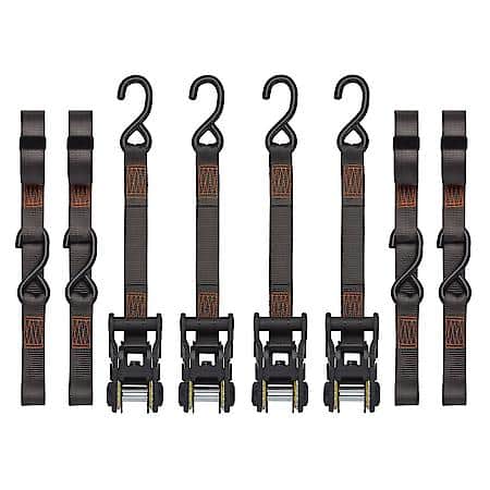 14' 3000 lb Tactical Ratchet Tie Down 4 Pack Gray