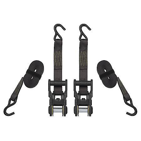 14' 5000 lb Tactical Ratchet Tie Down 2 Pack Gray