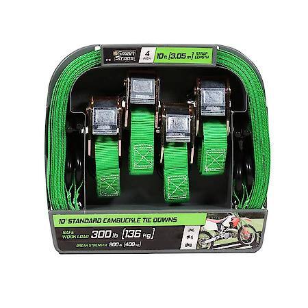 10' 900 lbs Break Strength Cambuckle, Green, 4 Pack