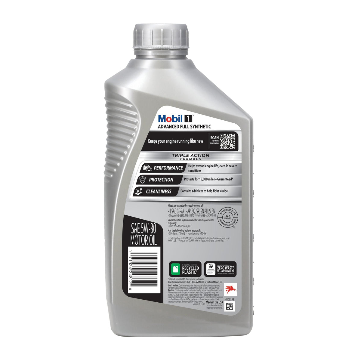 Mobil 1 Full Synthetic 5W-30 Motor Oil 1 Quart 124315