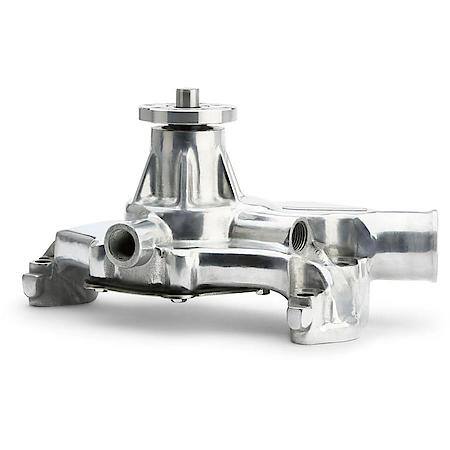 High-Flow Mechanical Water Pump, Short Style, Polished; Aluminum, Fits Chevy Small Block Gen I