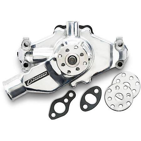 High-Flow Mechanical Water Pump, Short Style, Polished; Aluminum, Fits Chevy Small Block Gen I