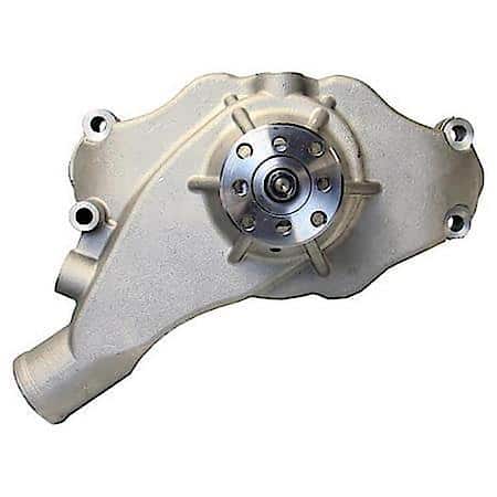 High-Flow Mechanical Water Pump, Short Style, Satin Finish; Aluminum, Fits Chevy Big Block Mark IV