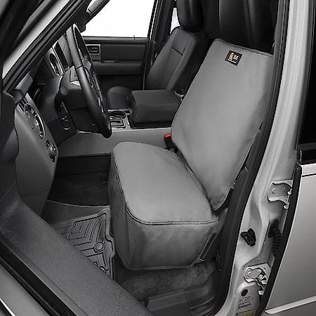 Seat Cover: Gray, Polycotton Twill, Bucket, Vehicle Specific, 1 Pk