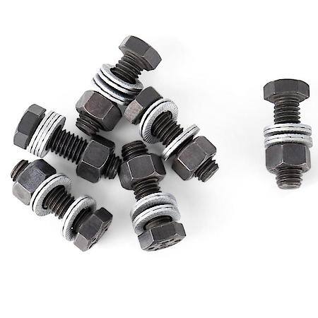 Wedge-Locking Collector Bolts, Grade 8, Black Oxide Finish; 3/8"-16 Thread Dia, 1" Long, Set of 6