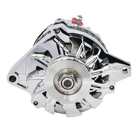 CS130 Alternator, 160AMPáChrome Finish, 1Wire; GM; w/Int Reg,V-Pully & Ext. Fan