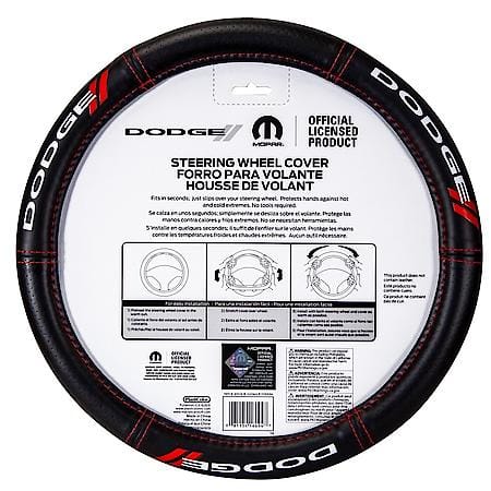 Dodge Deluxe Steering Wheel Cover: Premium Leather-Like Design, Fits 14.5┐15 in.