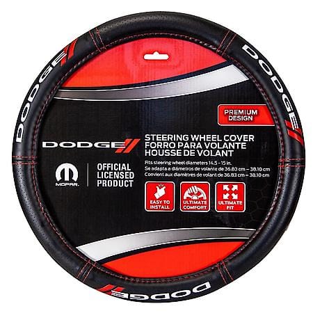 Dodge Deluxe Steering Wheel Cover: Premium Leather-Like Design, Fits 14.5┐15 in.
