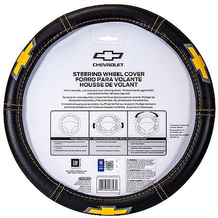 Chevrolet Deluxe Steering Wheel Cover: Premium Leather-Like Design, Fits 14.5┐15 in.