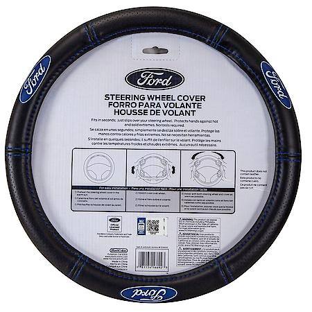 Ford Deluxe Steering Wheel Cover: Premium Leather-Like Design, Fits 14.5-15 in.