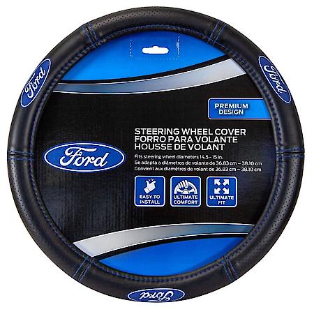 Ford Deluxe Steering Wheel Cover: Premium Leather-Like Design, Fits 14.5-15 in.