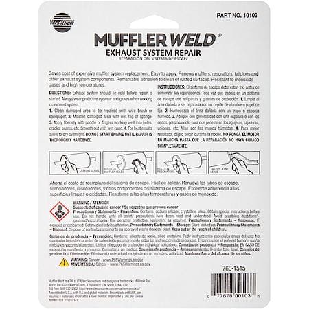 Muffler Weld: Exhaust System Repair, Black Sodium Silicate Sealer