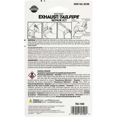 Heavy Duty Exhaust & Tailpipe Repair Kit with Steel Clamp and Ceramic Gasket