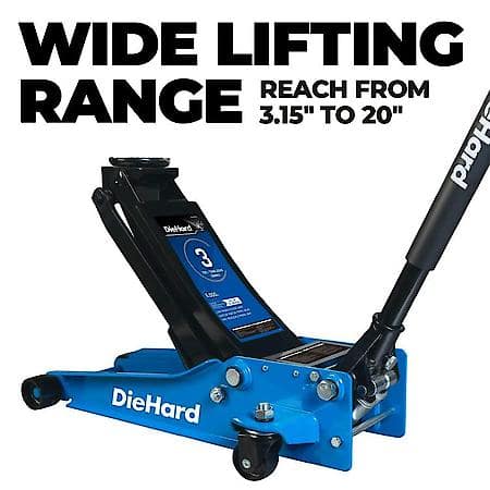 3 Ton Low-Profile Floor Jack: Lifting Range: 3.15 in to 20 in