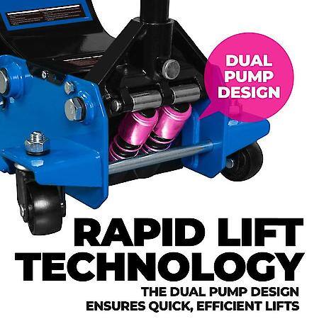 3.5 Ton Low-Profile Service Floor Jack: Lifting Range: 3.86 in to 21.06 in