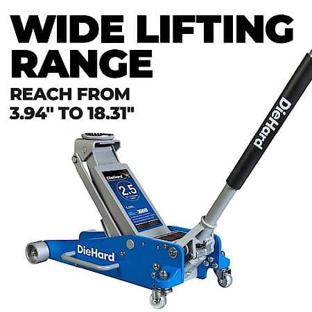 2.5 Dual Pump Aluminum Floor Jack: Lifting Range: 3.94 in to 18.31 in