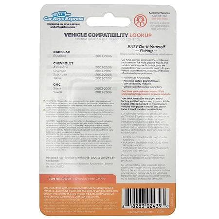 Cadillac/Chevrolet/GMC Keyless Entry Remote - 3 Button