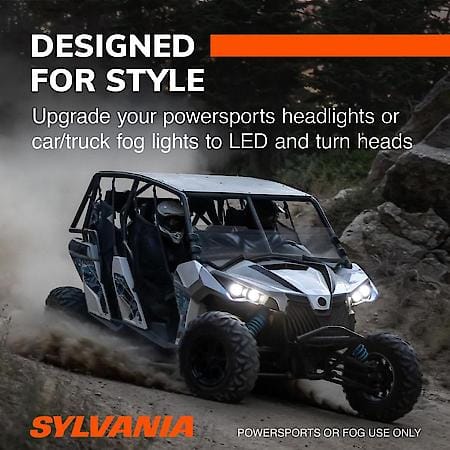 H11: LED Powersports Headlight or Fog Bulb, 6000K Cool White Light, 2 Pack