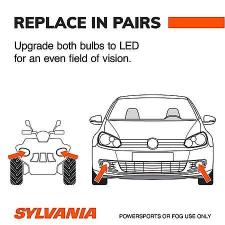 9006: LED Powersports Headlight or Fog Bulb, 6000K Cool White Light, 2 Pack