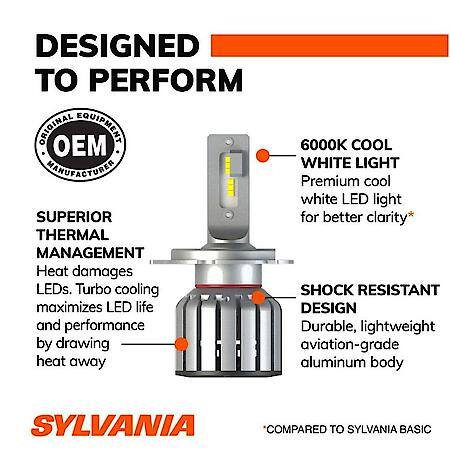 9003 LED Powersports Headlight or Fog Bulb, 6000K Cool White Light, 2 Pack