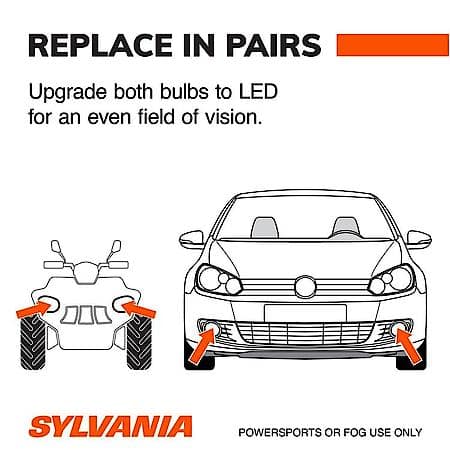 H13: LED Powersports Headlight or Fog Bulb, 6000K Cool White Light, 2 Pack