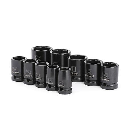 1/2" Drive 6-Point Impact Socket Set, SAE, 10-Piece