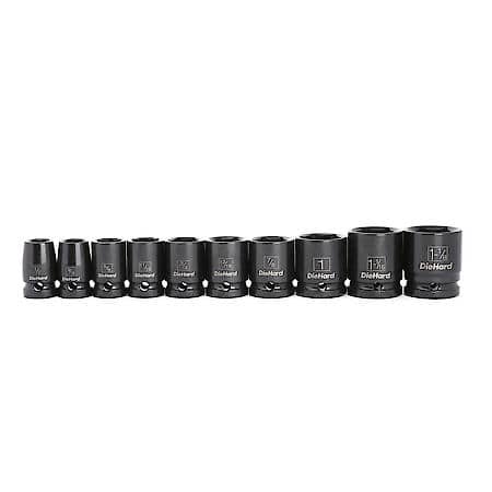 1/2" Drive 6-Point Impact Socket Set, SAE, 10-Piece